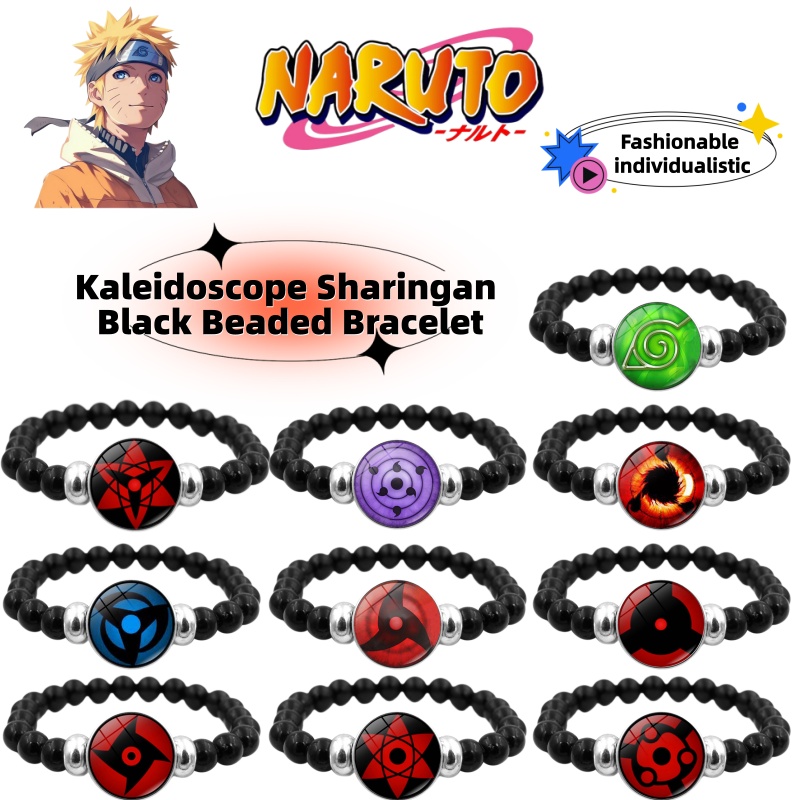 Anime Merchandise Naruto - Gelang Manik Hitam Sharingan Kaleidoskop Kreatif