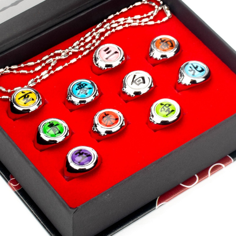 Rare Anime Merchandise - 10 Buah/Set Cincin Logam Anime Akatsuki