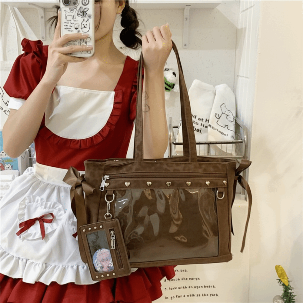 Anime Merchandise Women - Tas Selempang Transparan PVC Harajuku Bow