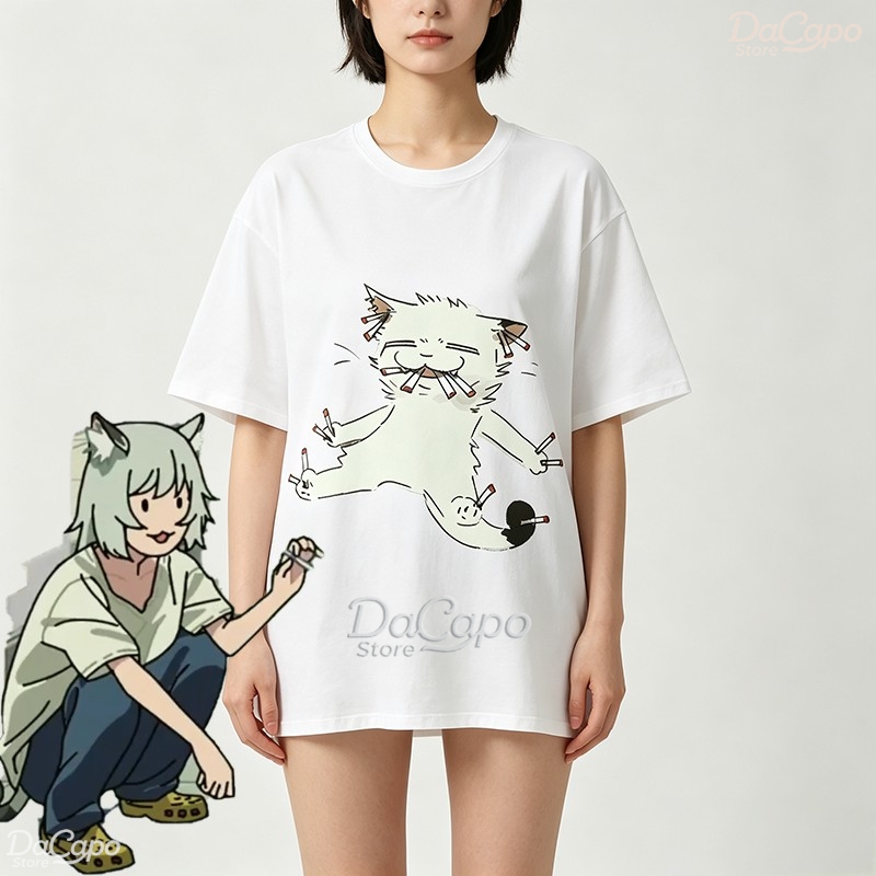 Chainsmoker Cat Yaniko Satou K - Anime Merchandise Shirt ulasan dan harga